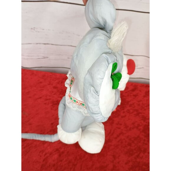 Vintage 1987 Fisher-Price Plush Christmas Mouse With Candy Cane Puffalumps - Picture 4 of 6